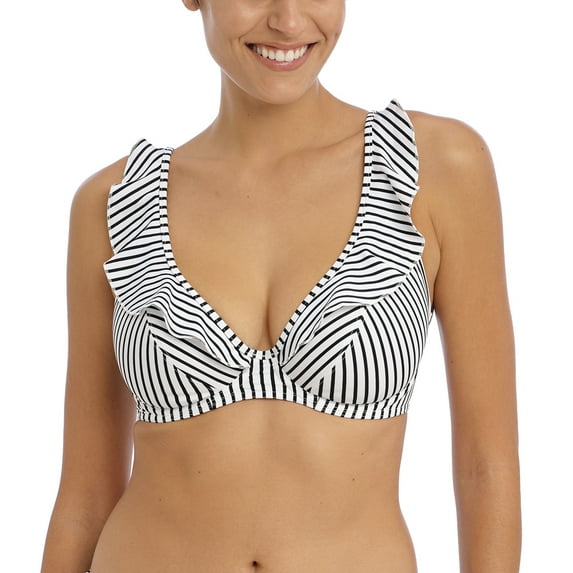 Freya Jewel Cove High Apex Underwire Bikini Top with J Hook (7230),34G,Stripe Black