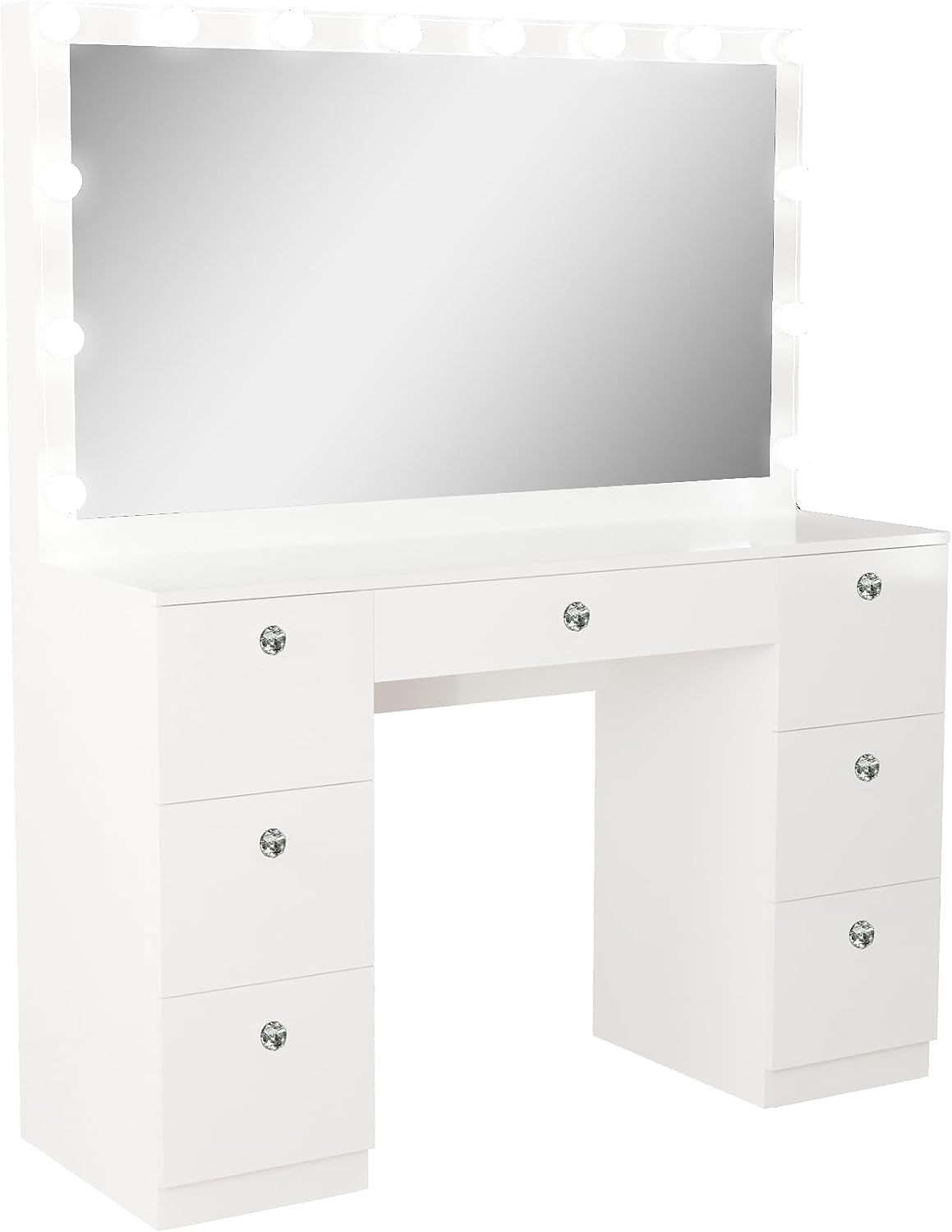 Freya Makeup Vanity Desk with Hollywood Vanity Mirror with Lights, 7
