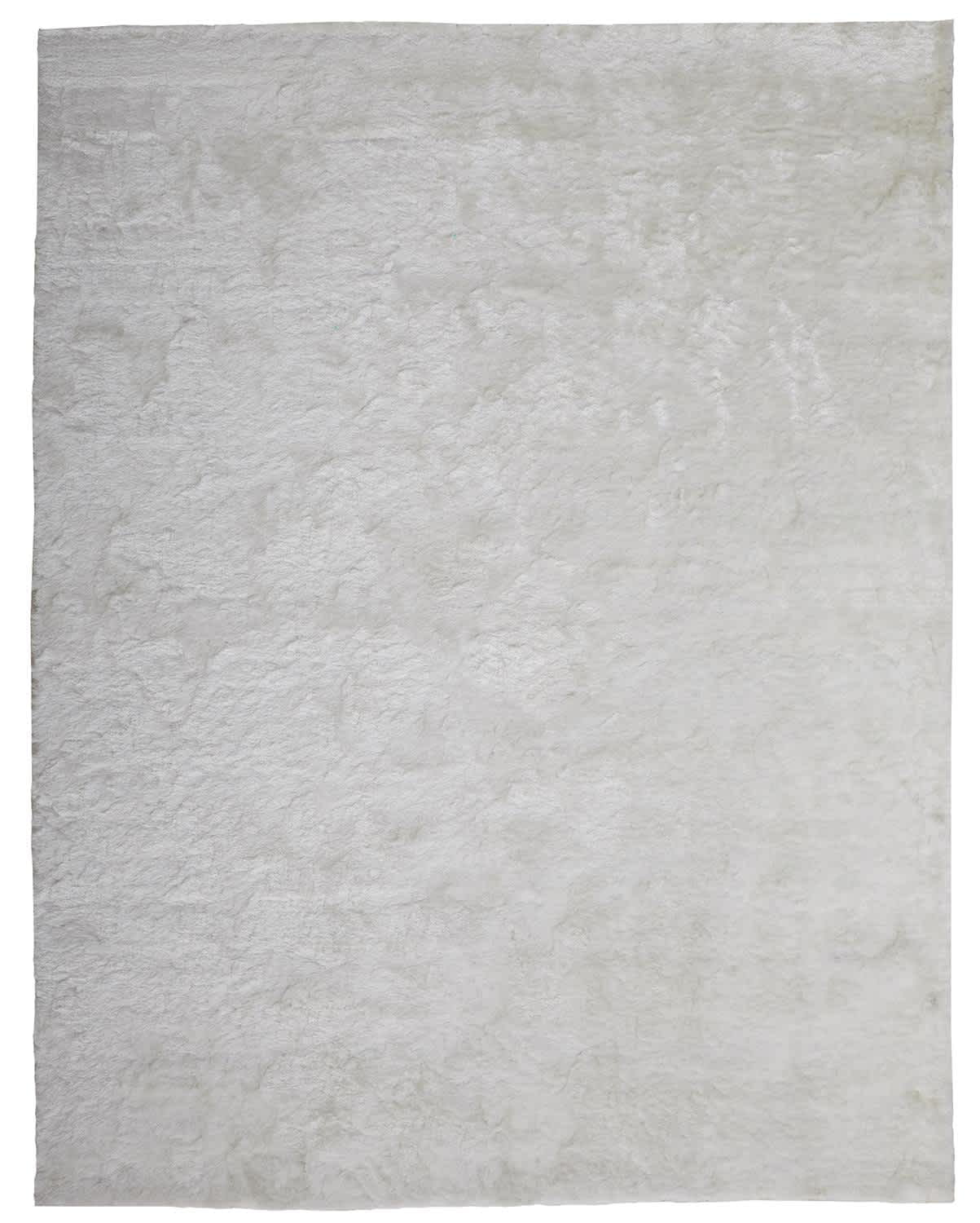 Freya Luxe White Shag Area Rug, Hand-Tufted with Viscose Sheen, 7'6" x 9'6"
