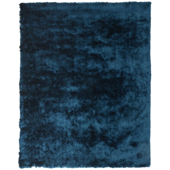 Freya Plush Shag Area Rug with Metallic Sheen, Deep Teal Blue, 4ft-9in x 7ft-6in