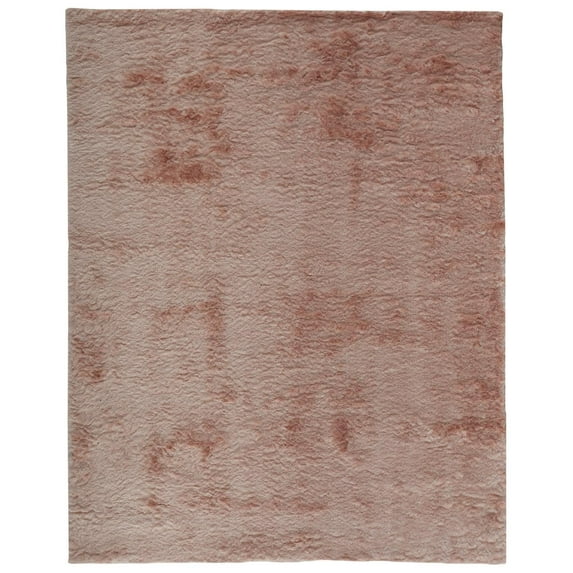 Freya Plush Shag Area Rug with Metallic Sheen, Salmon Pink, 4ft-9in x 7ft-6in