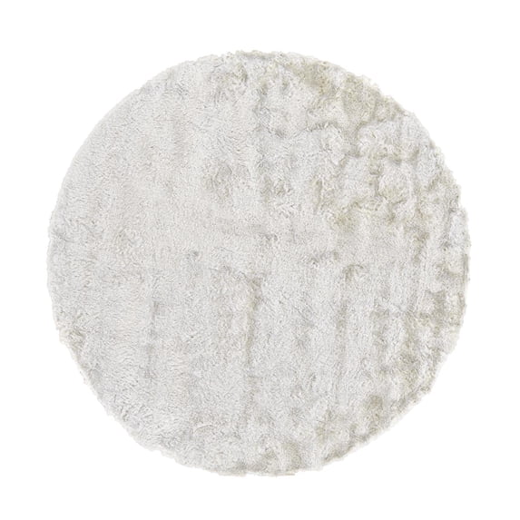 Freya Plush Shag Rug with Metallic Sheen, Bright White, 8ft x 8ft Round