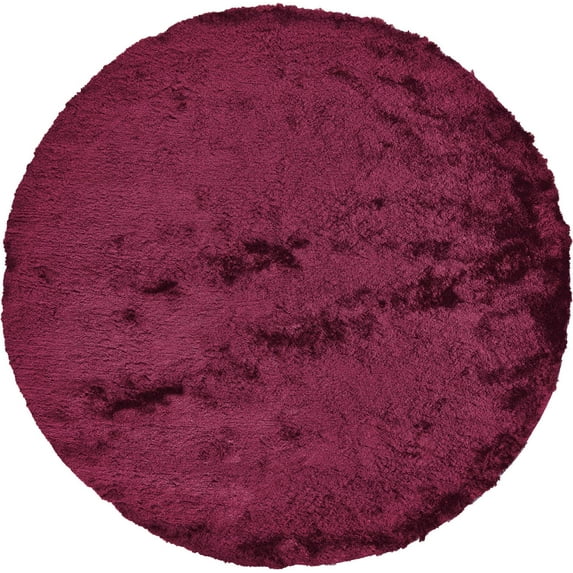 Freya Plush Shag Rug with Metallic Sheen, Cranberry Red, 8ft x 8ft Round
