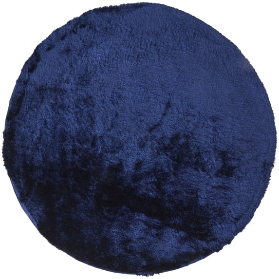 Freya Plush Shag Rug with Metallic Sheen, Dark Blue, 10ft x 10ft Round