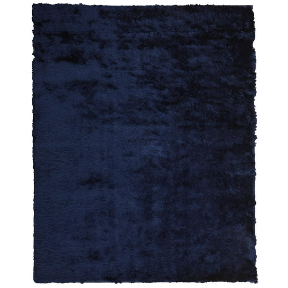 Freya Plush Shag Rug with Metallic Sheen, Dark Blue, 2ft x 3ft-4in Accent Rug