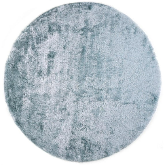 Freya Plush Shag Rug with Metallic Sheen, Light Aqua Blue, 8ft x 8ft Round