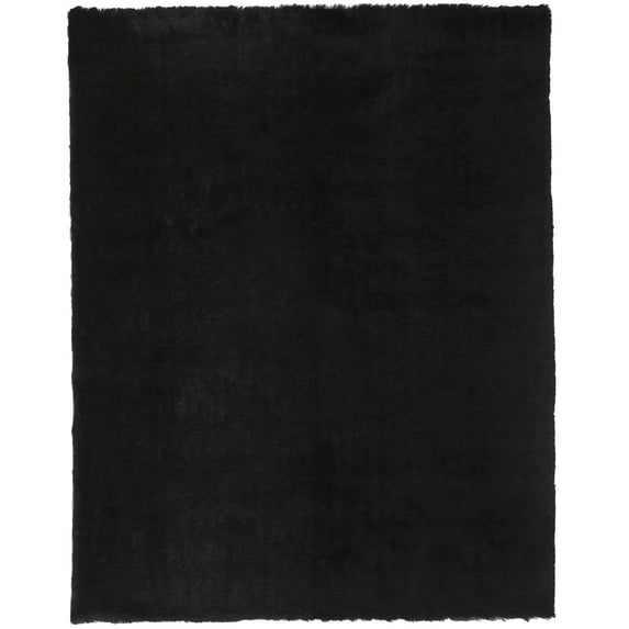 Freya Plush Shag Rug with Metallic Sheen, Noir Black, 2ft x 3ft-4in Accent Rug