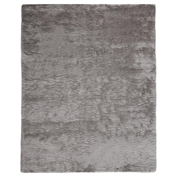 Freya Plush Shag Rug with Metallic Sheen, Platinum/Gray, 2ft x 3ft-4in
