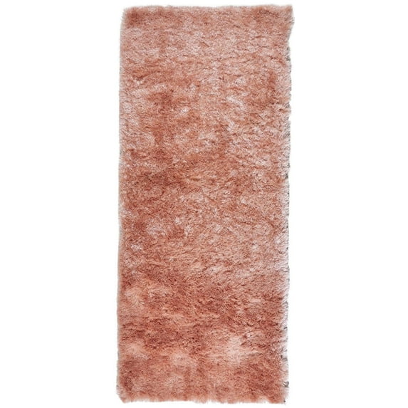Freya Plush Shag Rug with Metallic Sheen, Salmon Pink, 2ft-6in x 6ft, Runner