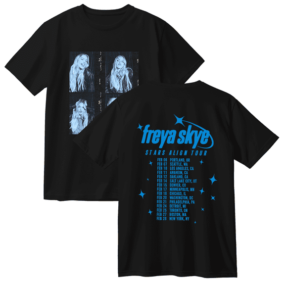 Freya Skye 2026 Stars Align Tour Date Print Cotton T-Shirt – Unisex Short Sleeve Tee, Casual Streetwear Concert Fans Support Outfit