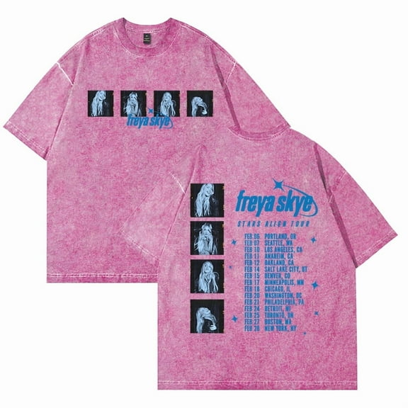 Freya Skye 2026 Stars Align Tour Merch Tshirt Vintage Washed Cotton Dirtyfit T-Shirt Oversized Black Graphic Tee