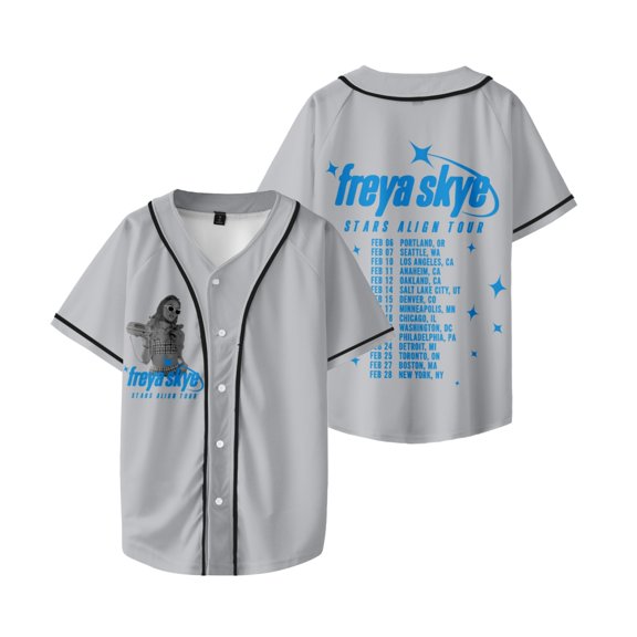 Freya Skye 2026 Stars Align Tour Print Merch Baseball Jersey T-Shirt – Unisex V-Neck Short Sleeve Streetwear Top Concert Fans Support Outfit