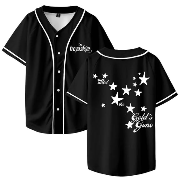Freya Skye Gold's Gone Print Merch Baseball Jersey – Unisex Short Sleeve Button Down Shirts Men Women Fashion Streetwear Tops for Music Lovers