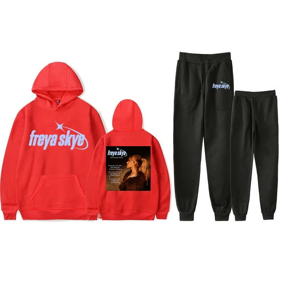 Freya Skye Live Shows Date Print Hoodie Jogger Set – Unisex 2-Piece Fashion Pullover Sweatshirt & Pants Concert Outfit for Music Lovers