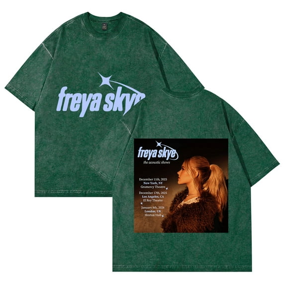 Freya Skye Live Shows Date Print Vintage WashT-Shirt – Unisex Short Sleeve Cotton Tee, Streetwear Concert Outfit Gift for Music Lovers