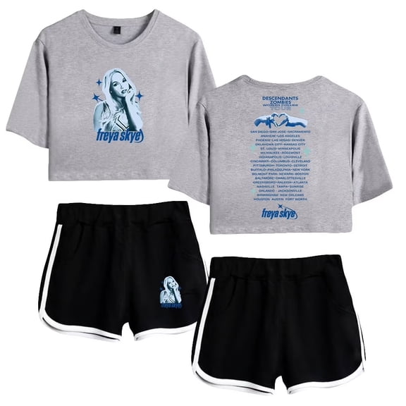 Freya Skye Merch 2025 Tour Print 2-Piece Outfit – Women’s Crop T-Shirt and Shorts Set , Streetwear Concert Gift for Music Lovers