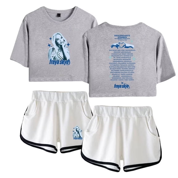 Freya Skye Merch 2025 Tour Print 2-Piece Outfit – Women’s Crop T-Shirt and Shorts Set , Streetwear Concert Gift for Music Lovers