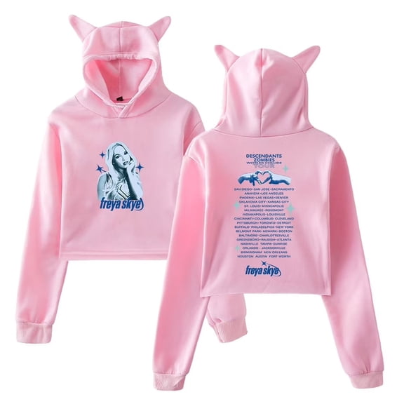 Freya Skye Merch 2025 Tour Print Cat Ear Hoodie – Women’s Pullover Sweatshirt, Casual Streetwear Concert Gift for Music Lovers