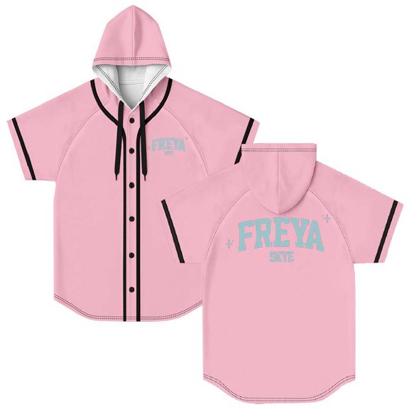 Freya Skye Merch Hooded Baseball Jersey Short Sleeve Shirt Women Men Crewneck Tee