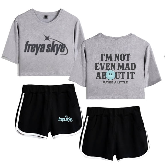 Freya Skye Merch “Not Even Mad About lt” Print 2-Piece Outfit – Women’s Crop T-Shirt and Shorts Set , Streetwear Gift for Music Lovers