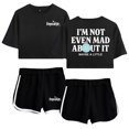 thumbnail image 1 of Freya Skye Not Even Mad About It Short Sleeve Crop Top+Shorts Two Piece Set Women's Top Sets, 1 of 4