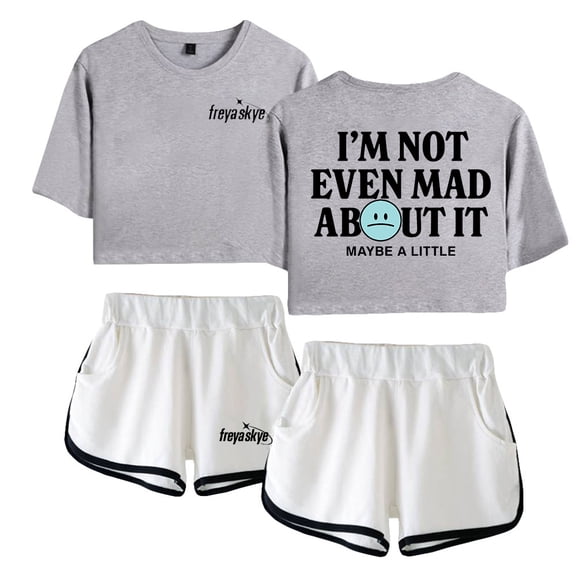 Freya Skye Not Even Mad About It Short Sleeve Crop Top Shorts Two Piece Set Women's Top Sets