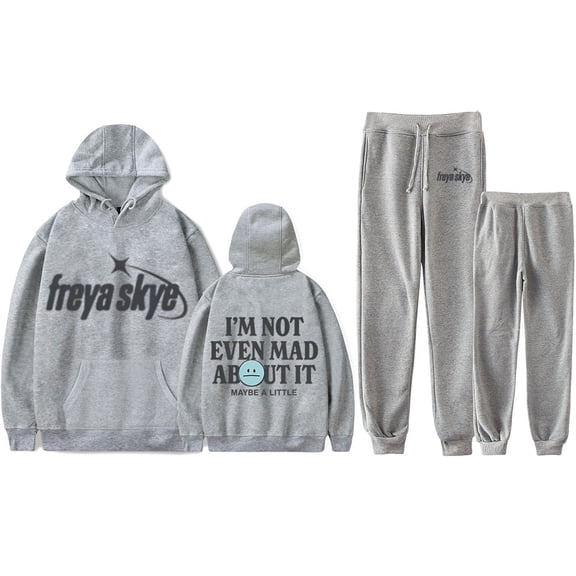 Freya Skye “Not Even Mad About lt” Print Hoodie Jogger Set – Unisex  2-Piece Fashion Pullover Sweatshirt & Pants Outfit for Music Lovers