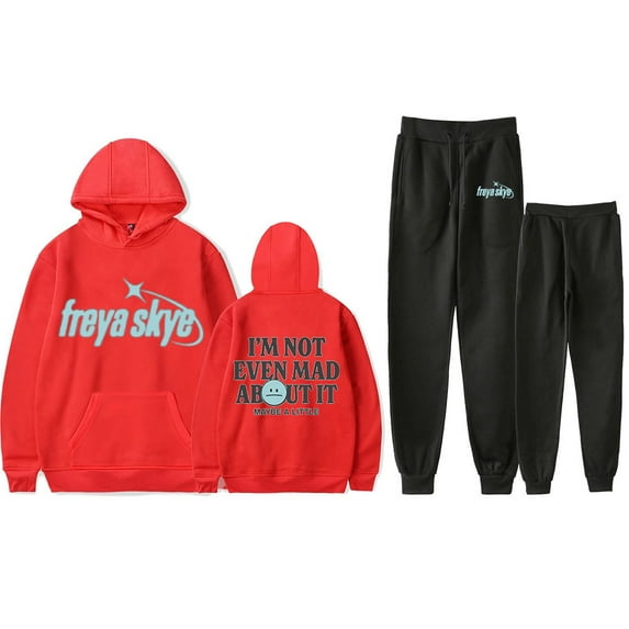 Freya Skye “Not Even Mad About lt” Print Hoodie Jogger Set – Unisex 2-Piece Fashion Pullover Sweatshirt & Pants Outfit for Music Lovers
