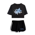 thumbnail image 1 of Freya Skye Silent Treatment Merch Short Sleeve Crop Top+Shorts Two Piece Set Women's Top Sets, 1 of 4