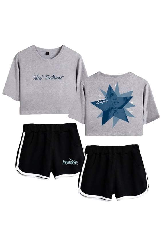 Freya Skye Silent Treatment Short Sleeve Crop Top+Shorts Two Piece Set Women's Top Sets