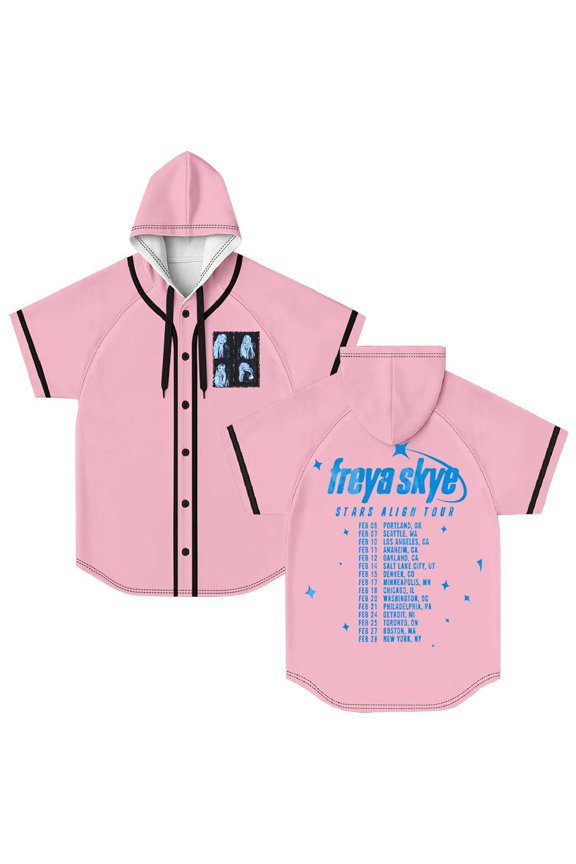 Freya Skye Stars Align Tour 2026 Hooded Baseball Jersey Short Sleeve Shirt Women Men Crewneck Tee