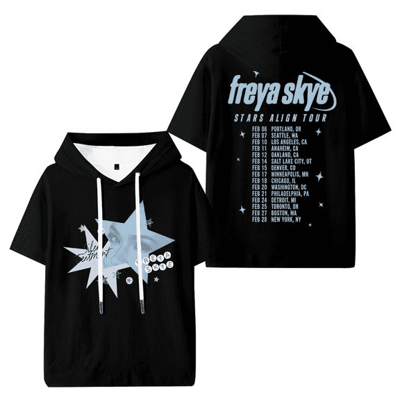 Freya Skye Stars Align Tour 2026 Hooded T-shirt Unisex Short Sleeve Tee Casual Trendy Tops