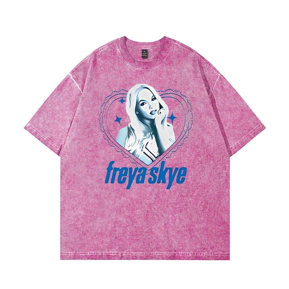 Freya Skye T-Shirt Cotton Wash Tee Women Men Short Sleeve Casual Crewneck Tee