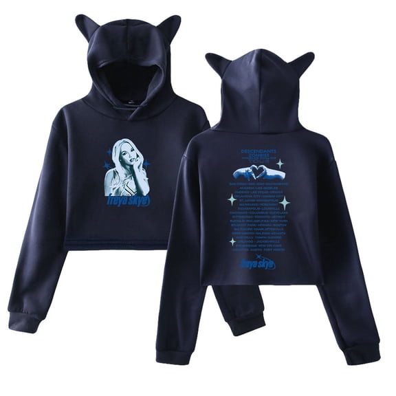 Freya Skye Tour Hoodie Cat Ears Hooded Sweatshirt Long Sleeve Crop Top Women's Clothes
