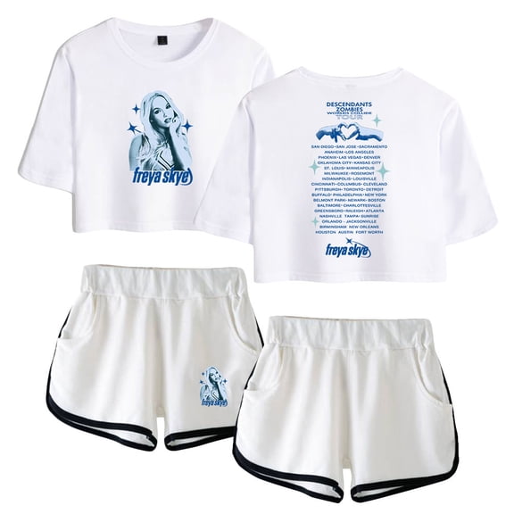 Freya Skye Tour Merch Short Sleeve Crop Top Shorts Two Piece Set Women's Top Sets