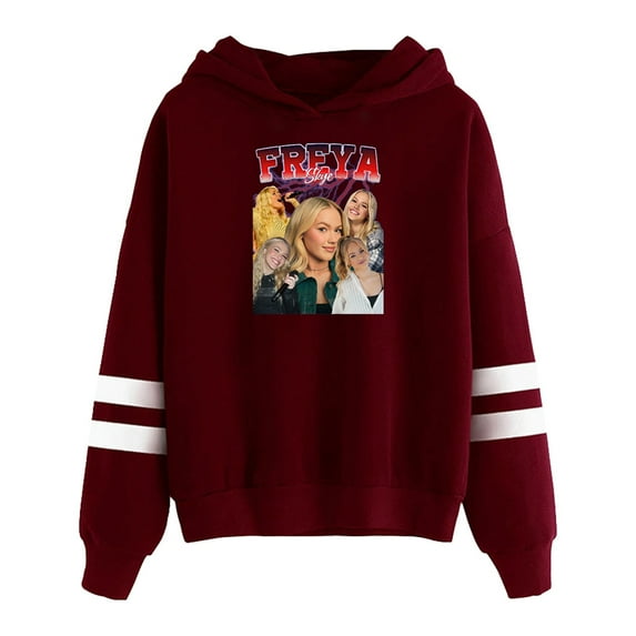 Freya Skye Vintage Hoodie Pocketless Parallel Bars Sleeve Streetwear Men Women Hooded Sweatshirt