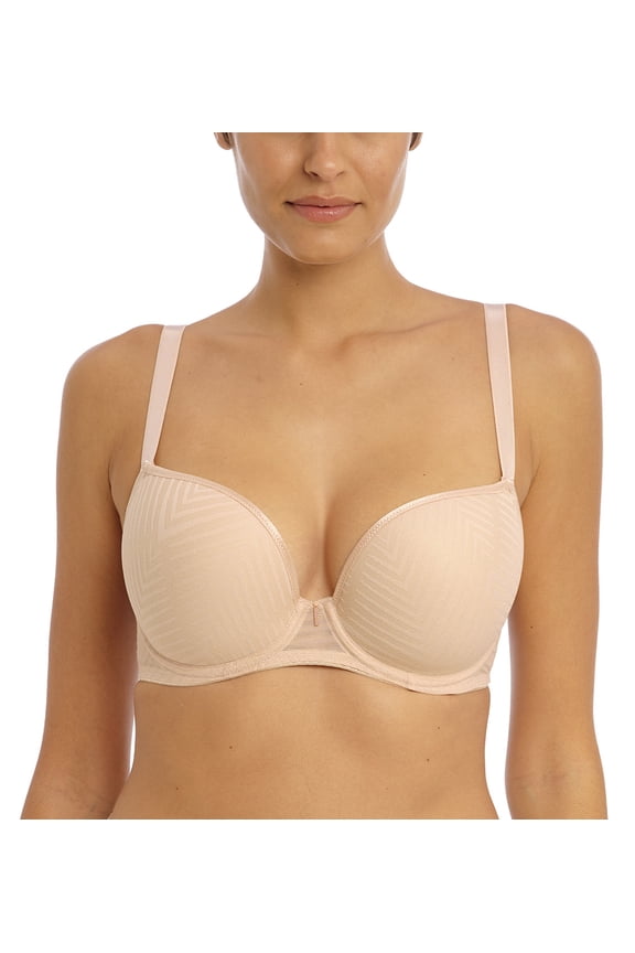 Tailored Molded Plunge Underwire T-Shirt Bra (401131),34FF,Natural Beige