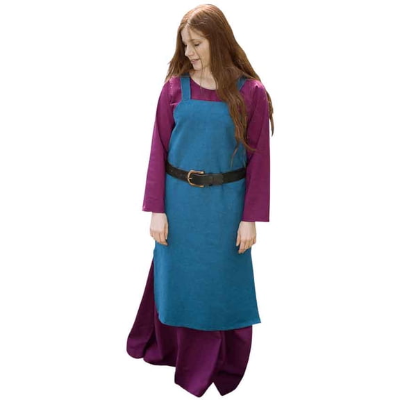Freya Viking Apron Dress in Lilac, size: Large | Cotton by Medieval Collectibles