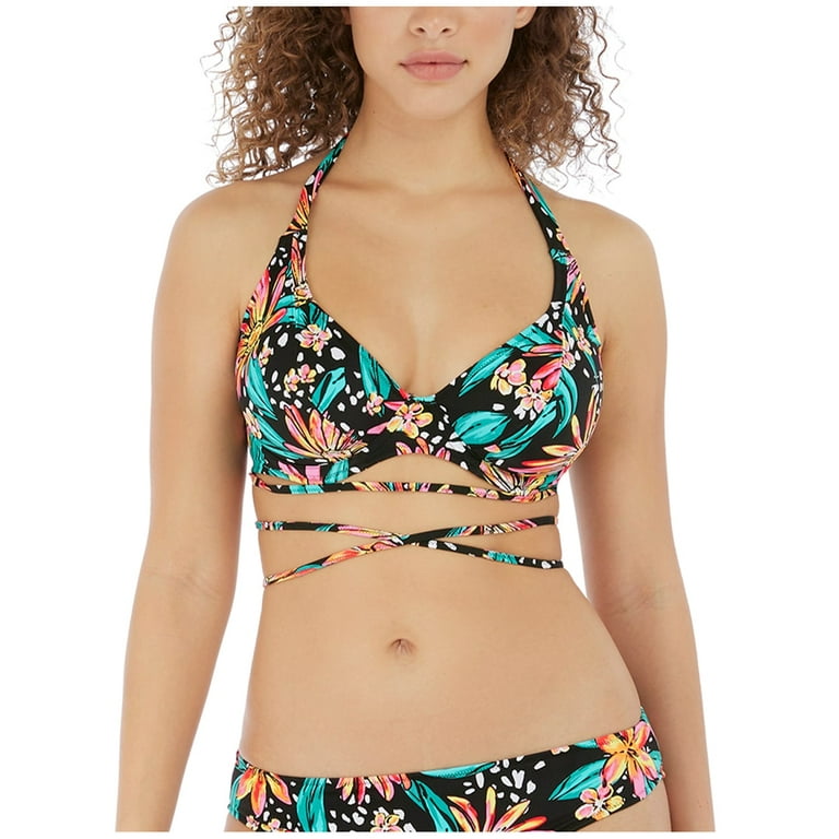 Freya Wild Daisy Plunge Underwire Halter Bikini Top (7031),34DD,Multi