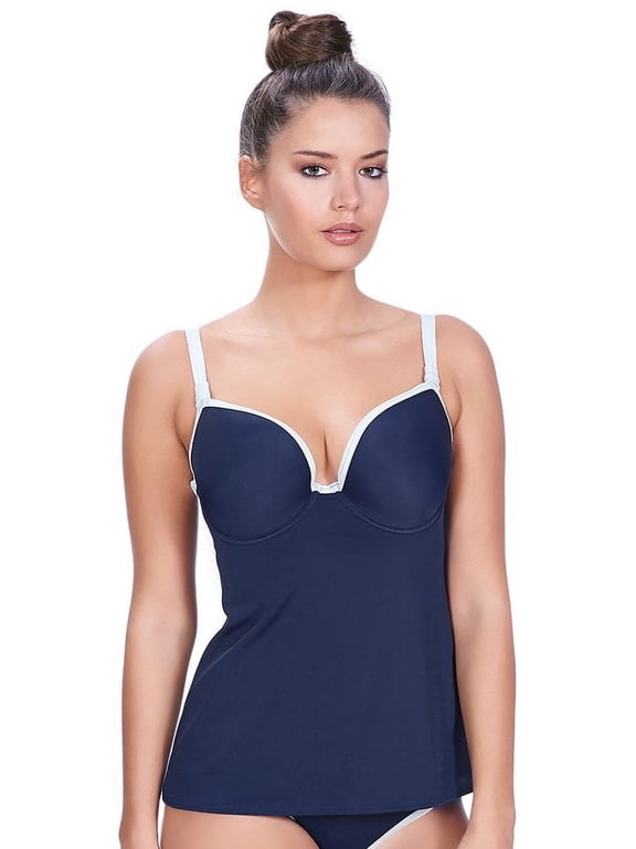 Womens In The Navy Deco Underwire Moulded Tankini Top, 28GG, Marine