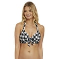 thumbnail image 1 of Freya Womens Totally Check Underwire Banded Halter Bikini Top, 28DD, Monochrome, 1 of 4
