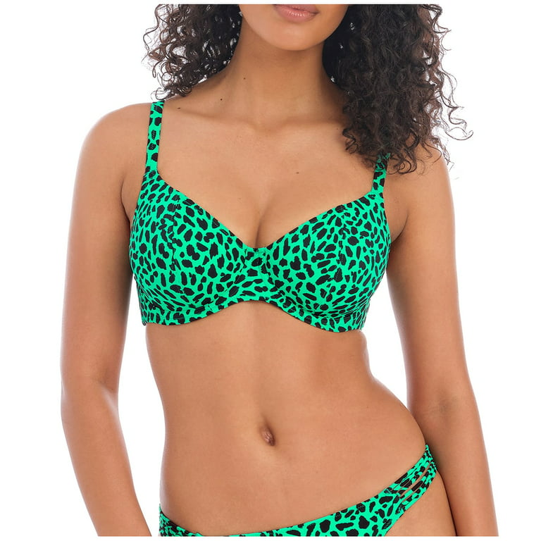 Freya Zanzibar Underwire Plunge Bikini Top (201102),34G,Jade 