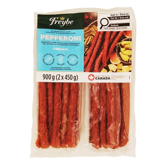 Freybe Original Pepperoni Sausage Snack, Charcuterie Meat, 2x450g - 900g/31.7 oz