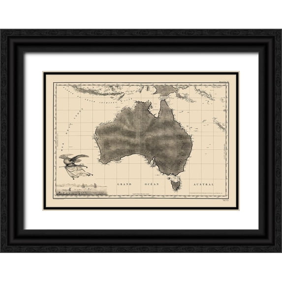 Freycinet 24x18 Black Ornate Wood Framed with Double Matting Museum Art Print Titled - Australia - Freycinet 1811