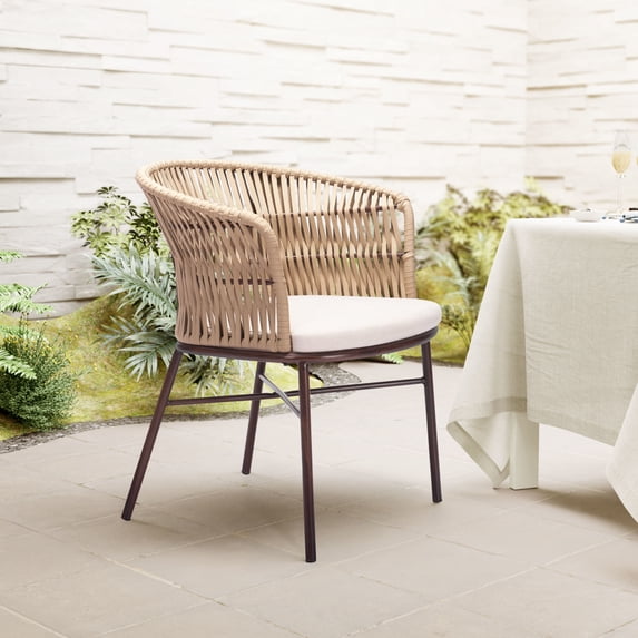 Freycinet Dining Chair Natural Dining Chair, Modern Style, Removable and washable cushion cover, Steel, Outdoor Dining