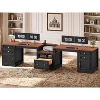 SEDETA 110 Inch Two Person Desk with Storage, Farmhouse Long Double ...