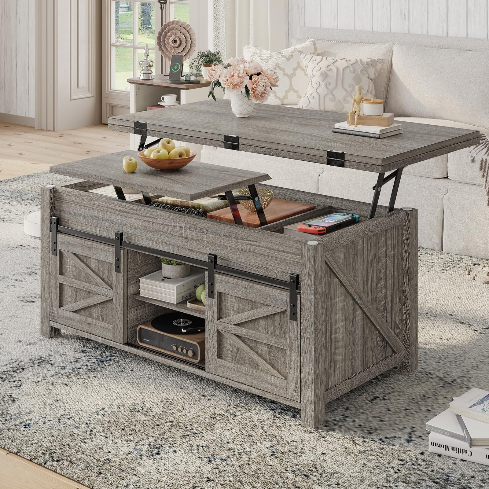 Frhnenha Lift Top Coffee Table with Hidden Storage Compartment, 4 in 1 ...