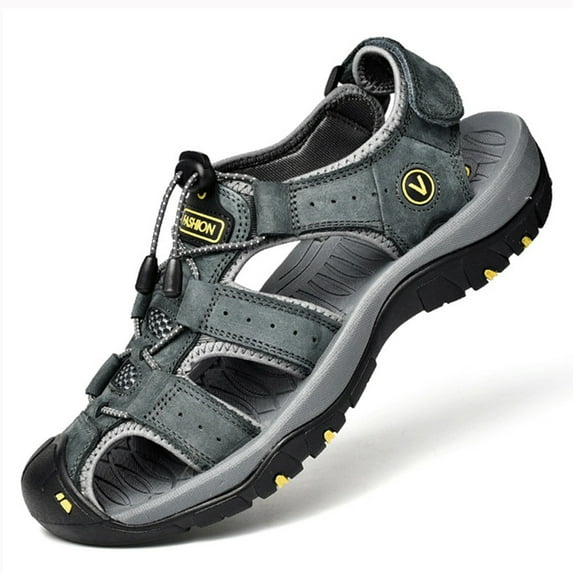 Frhoxug New Hollow-out Wading Shoes Men Sandals Hiking Shoes Summer Casual Beach Sandals Plus Size,8,Grey