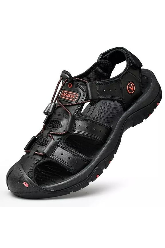 New Hollow-out Wading Shoes Men Sandals Hiking Shoes Summer Casual Beach Sandals Plus Size,9.5,Black