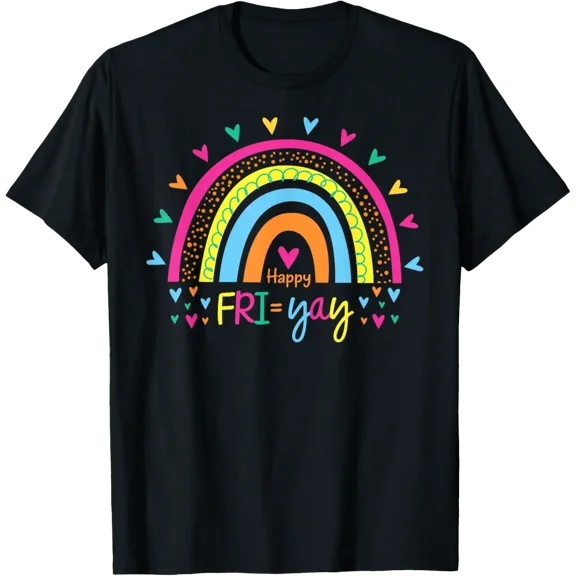 Fri-Yay Friday Lovers Teacher Life Rainbow T-Shirt
